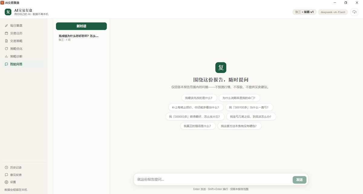 交易复盘：智能问答：随时追问